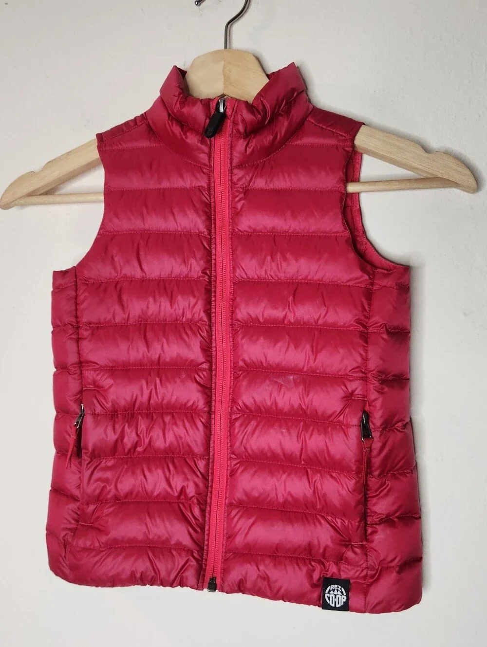 REI Girls XXS Pink Puffer Down Vest Zip Up Pockets